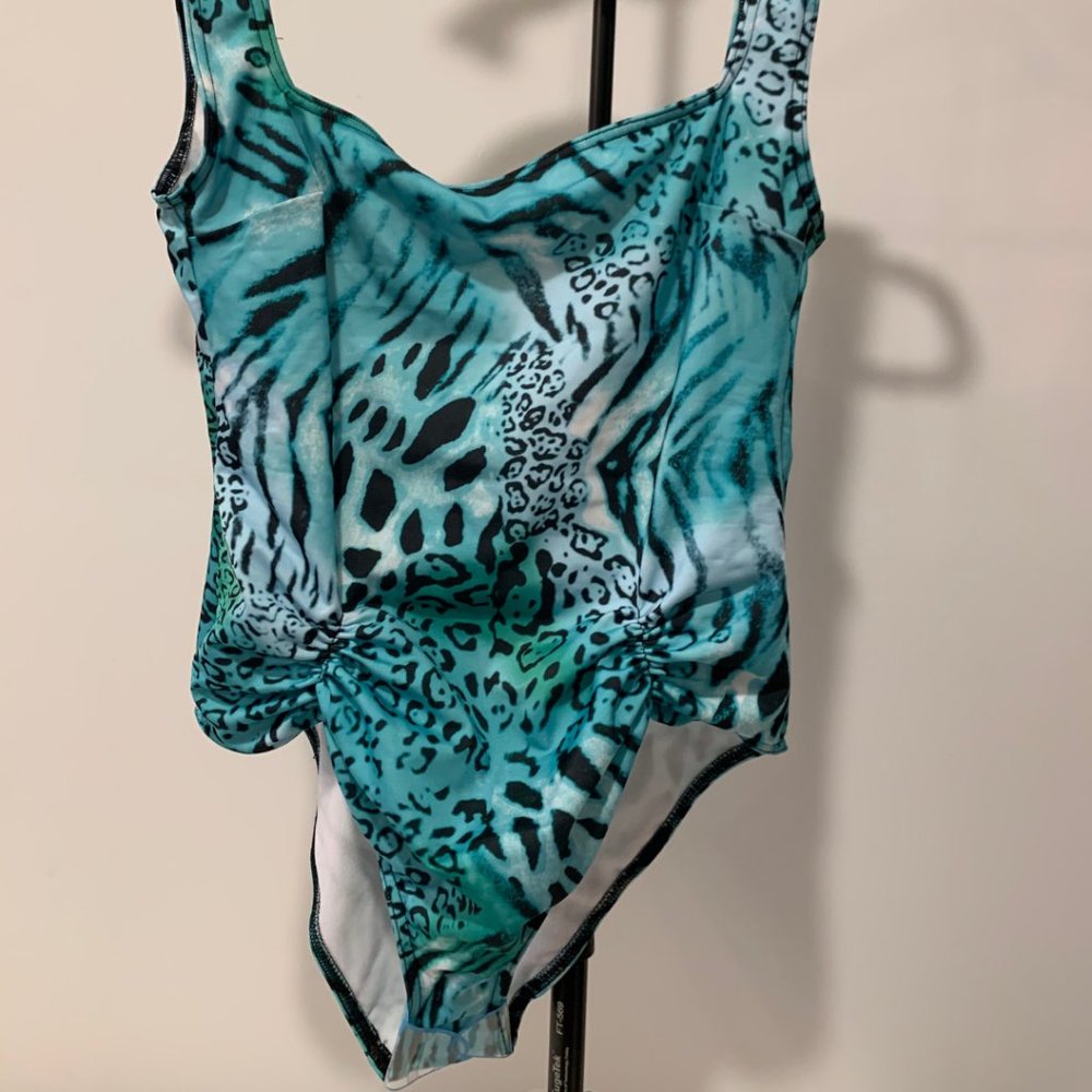 ASOS DESIGN fierce animal ruched One Piece